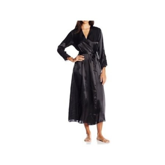 Flora Nikrooz Stella Robe Black Chiffon, Large/X-Large - Picture 1 of 8